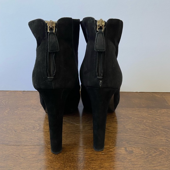 PRADA HEELED BOOTIES SUEDE Size 39 or 9 US Black 5 inch heel - Picture 4 of 15